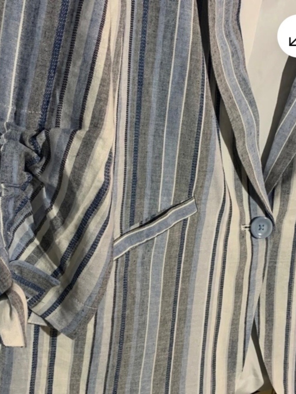 NWOT - DREW STRIPED BLUE GRAY WHITE JACKET - LINEN BLEND - SIZE S - Picture 10 of 10